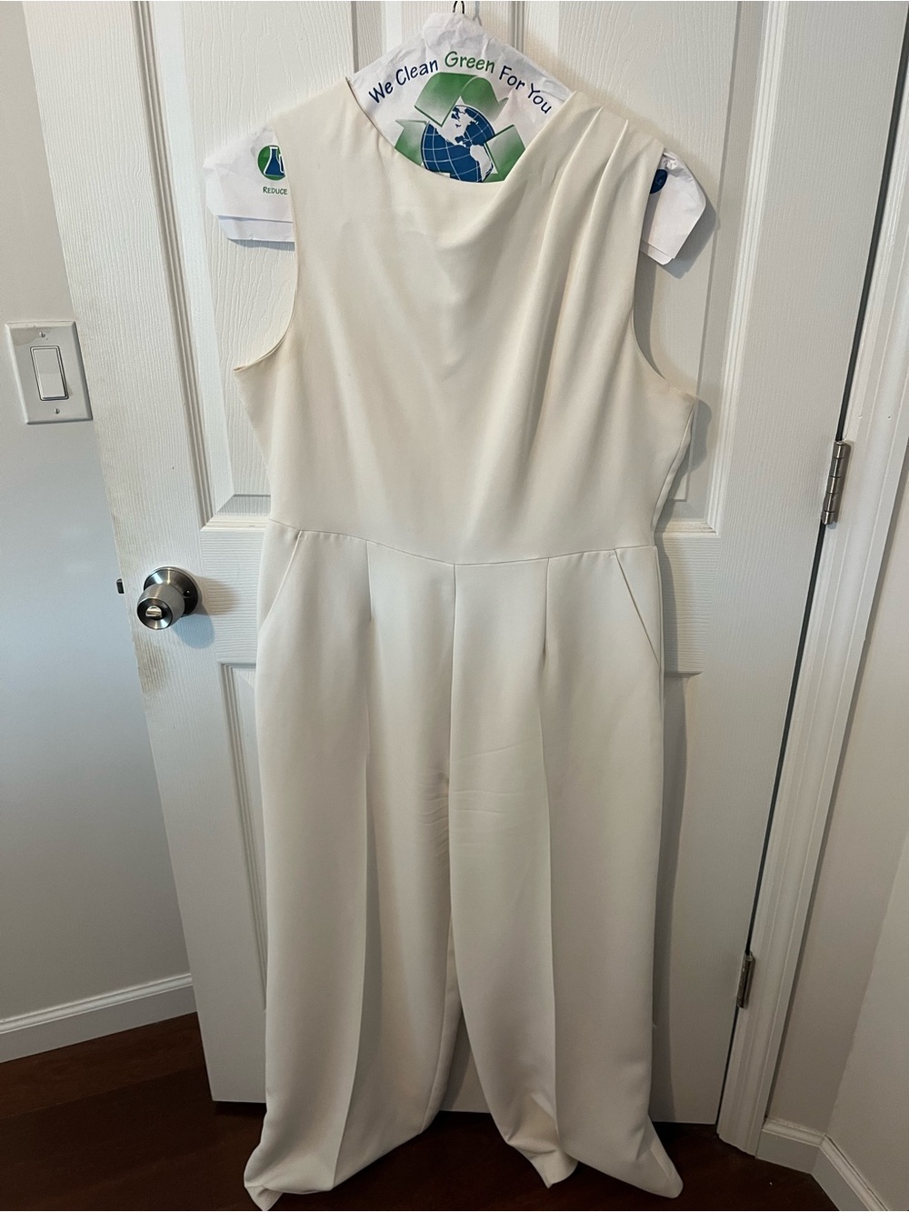 Banana Republic Cowl Neck White Wide-Leg Jumpsuit